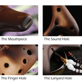 Aovoa Professional 12 Hole Ocarina Ceramic Alto C Ocarina (Brown)